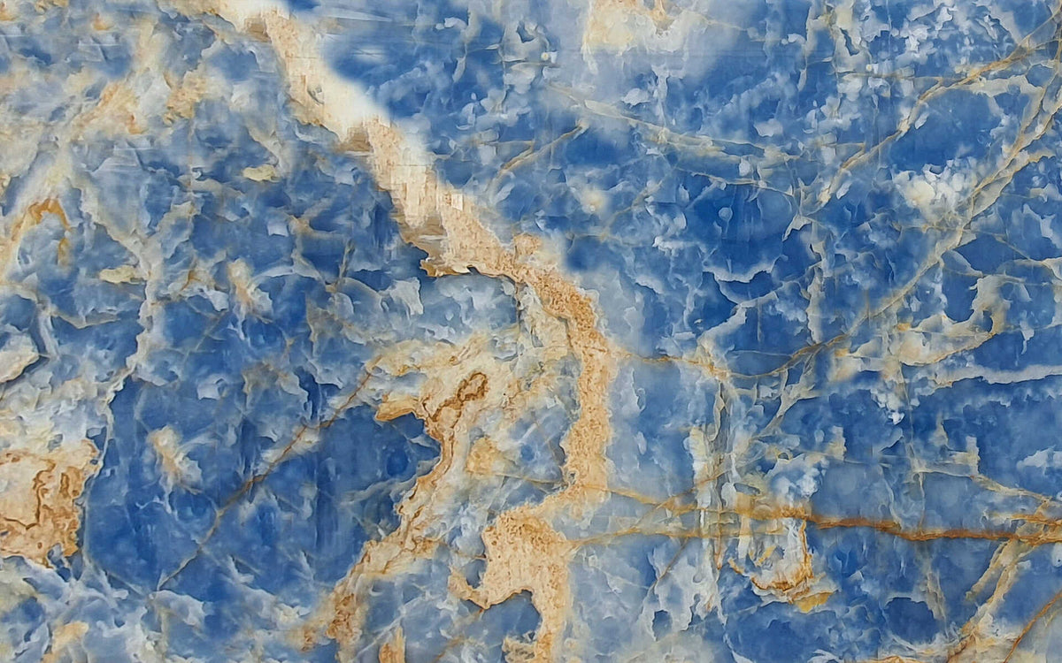 Blue Onyx natural stone with distinctive blue veining and tonal variation